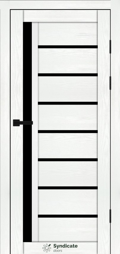 Двери Syndicat Doors PVC 101 Белая структура чёрное стекло